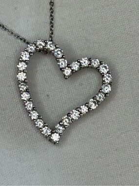 Sterling & Faux Gem Open Heart on Sterling Chain